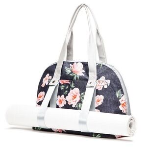 Vooray Zen Tote with Yoga Mat Holder in Rose Gray Floral